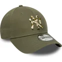zielona-zakrzywiona-czapka-regulowana-9forty-seasonal-infill-new-york-yankees-mlb-od-new-era