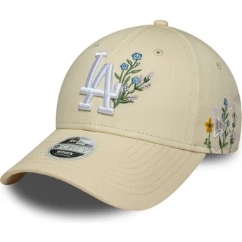 Beżowa regulowana czapka z daszkiem dla kobiet 9FORTY Floral Icon Los Angeles Dodgers MLB od New Era