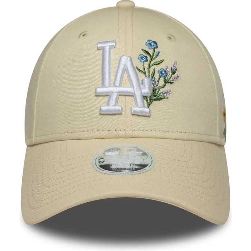 bezowa-regulowana-czapka-z-zakrzywionym-daszkiem-dla-kobiet-9forty-floral-icon-los-angeles-dodgers-mlb-new-era