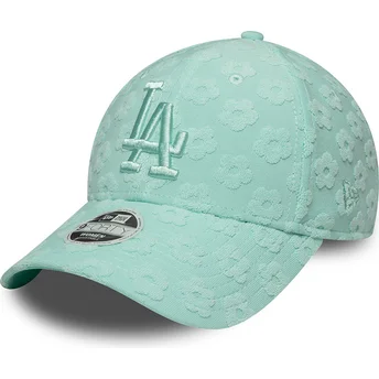 Zielona zakrzywiona czapka z daszkiem dla kobiet 9FORTY Floral Towelling Los Angeles Dodgers MLB od New Era