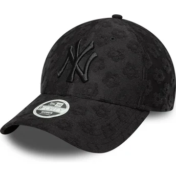 Czarna regulowana czapka z zakrzywionym daszkiem dla kobiet 9FORTY Floral Towelling New York Yankees MLB od New Era