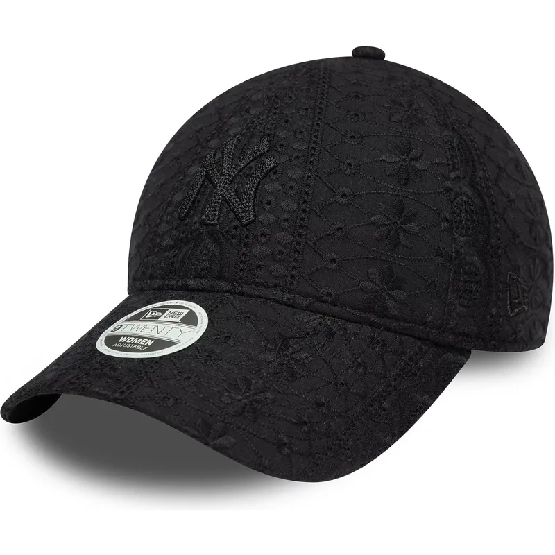 kepure-islenkta-juoda-reguliuojama-juostele-9twenty-broderie-new-york-yankees-mlb-new-era