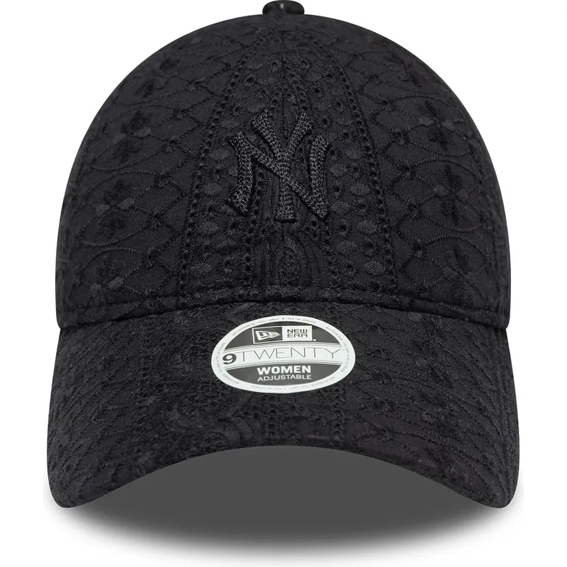 kepure-islenkta-juoda-reguliuojama-juostele-9twenty-broderie-new-york-yankees-mlb-new-era