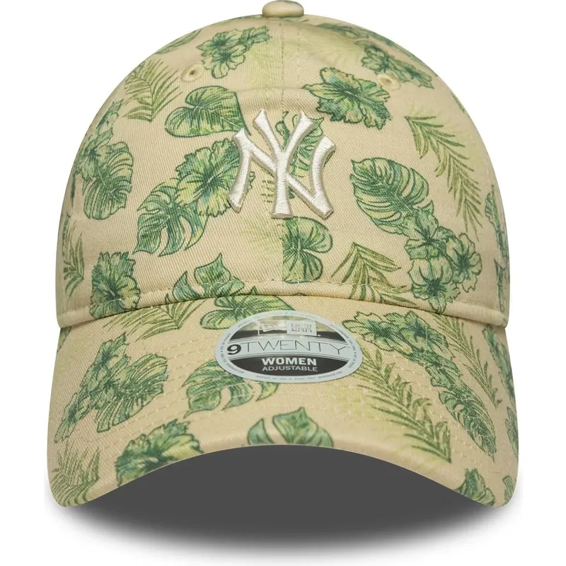 cap-islenkta-beige-adjustable-strap-9twenty-all-over-print-tropical-new-york-yankees-mlb-new-era