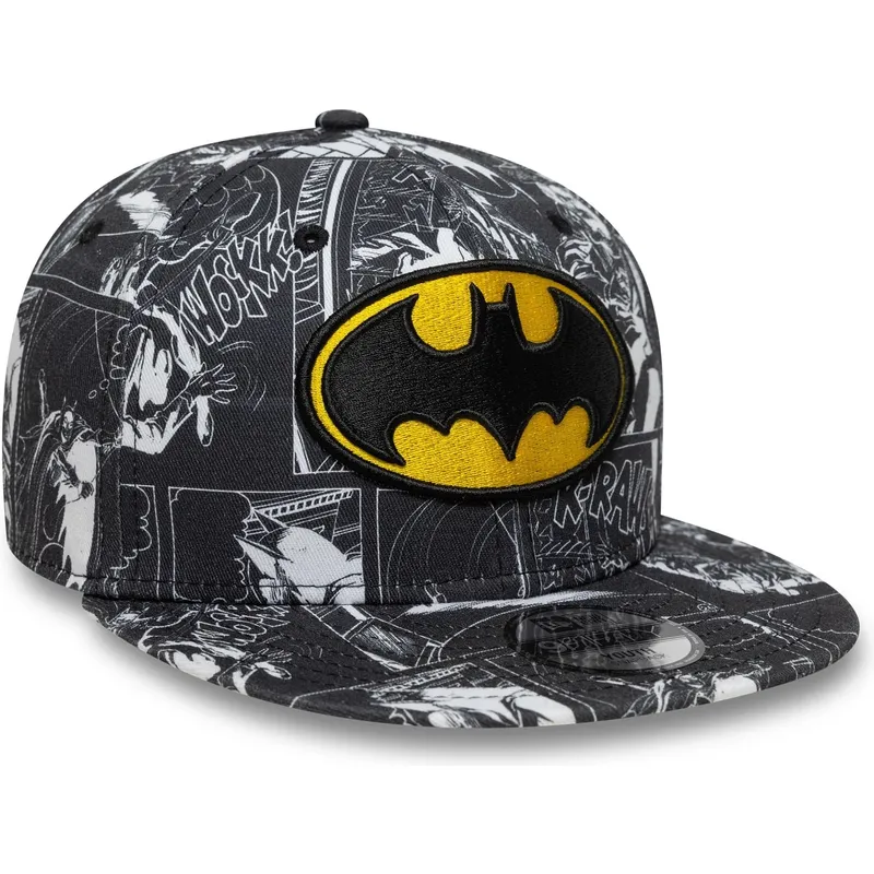 kepure-plokscia-juoda-snapback-vaikams-9fifty-all-over-print-batman-dc-comics-new-era