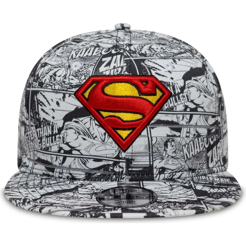 kepure-plokscia-juoda-snapback-vaikams-9fifty-all-over-print-superman-dc-comics-new-era