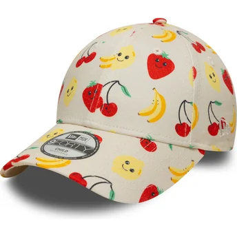 Beżowa czapka z zakrzywionym daszkiem regulowana dla dzieci 9FORTY All Over Print Fruit marki New Era