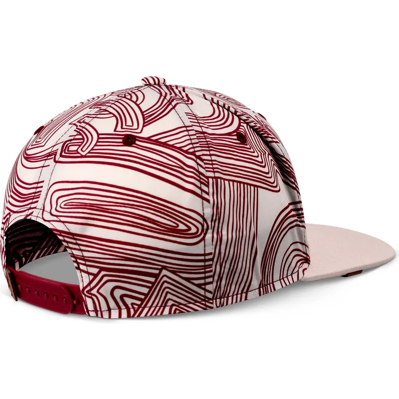 czapka-z-plaskim-daszkiem-bezowo-czerwona-snapback-ma-pattern-od-djinns