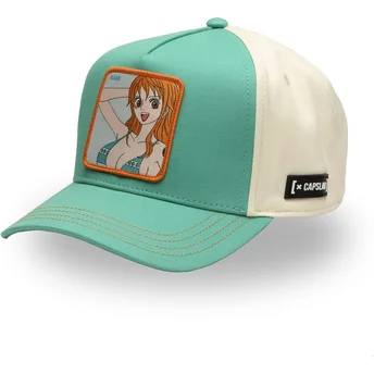 Niebiesko-biała czapka z zakrzywionym daszkiem typu snapback Nami OP5 NAM One Piece od Capslab