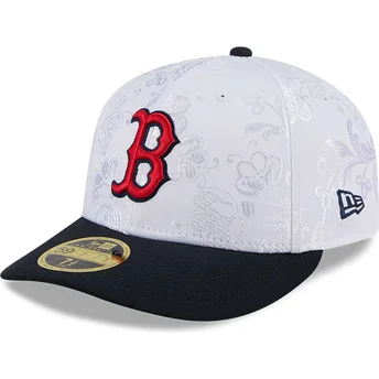 Czapka z płaskim daszkiem granatowo-biała dopasowana 59FIFTY Day Low Profile Boston Red Sox MLB New Era