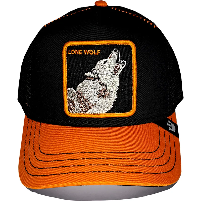 czapka-trucker-czarna-i-pomaranczowa-wilk-solo-wolf-fab-farm-goorin-bros
