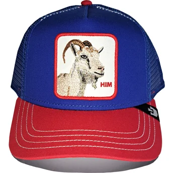Gorra trucker azul y roja cabra Him Goat Fab Farm de Goorin Bros.