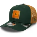 czapka-trucker-zielona-i-brazowa-9seventy-stretch-snap-debossed-logo-oakland-athletics-mlb-new-era