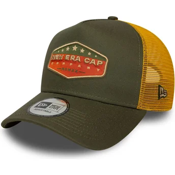Zielono-żółta czapka truckerka A Frame Cotton Patch od New Era