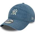 kepure-islenkta-melyna-reguliuojamas-9twenty-denim-new-york-yankees-mlb-new-era