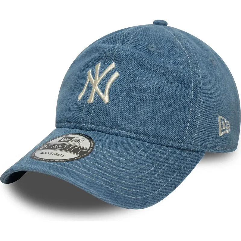 kepure-islenkta-melyna-reguliuojamas-9twenty-denim-new-york-yankees-mlb-new-era