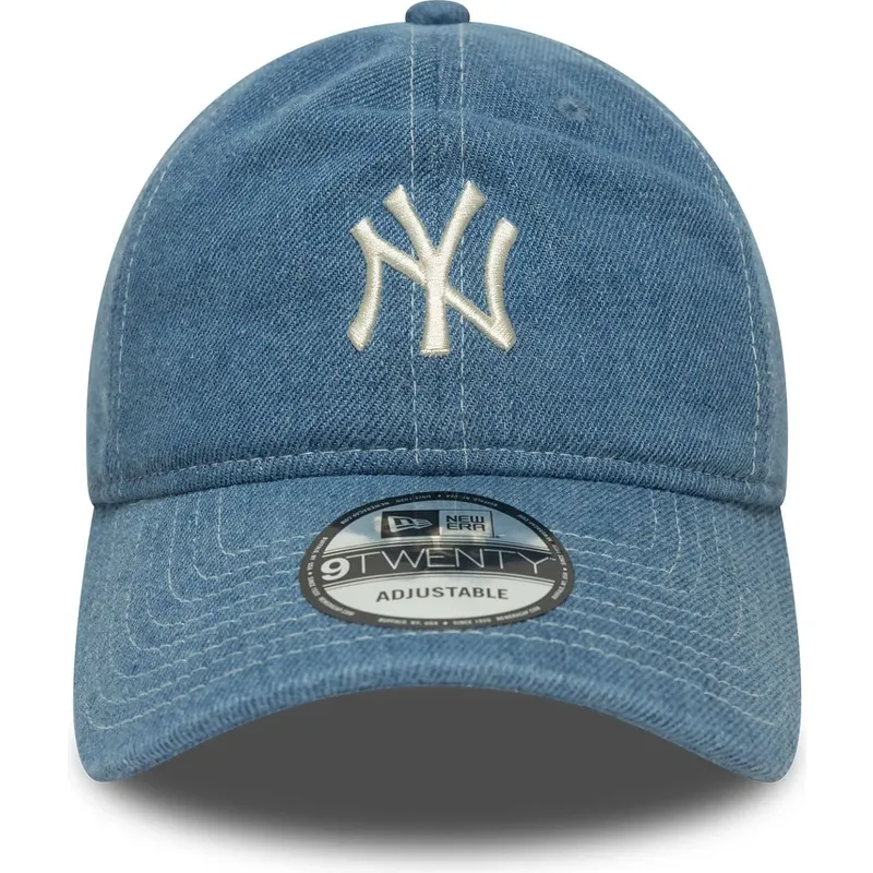 kepure-islenkta-melyna-reguliuojamas-9twenty-denim-new-york-yankees-mlb-new-era