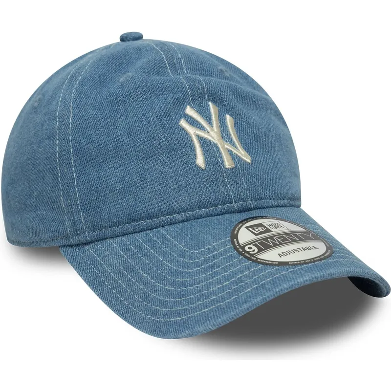 kepure-islenkta-melyna-reguliuojamas-9twenty-denim-new-york-yankees-mlb-new-era