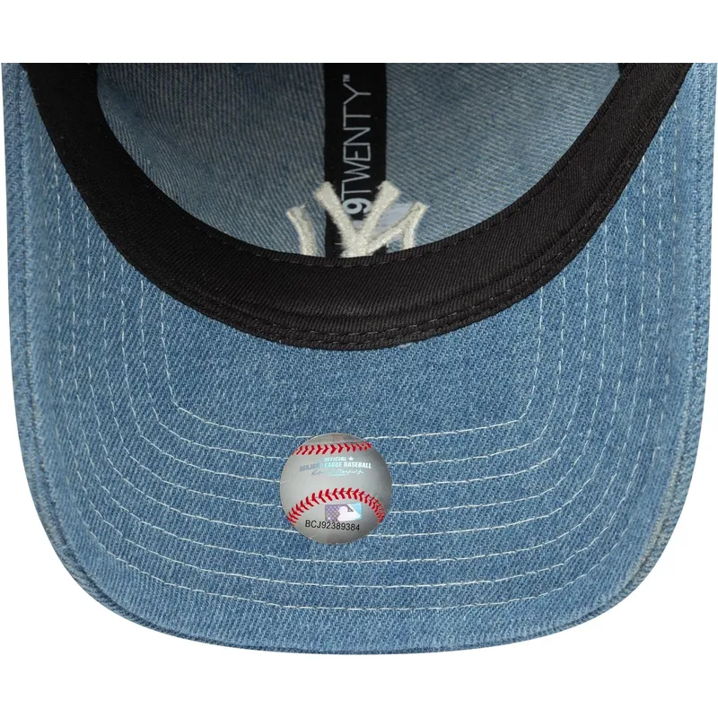 kepure-islenkta-melyna-reguliuojamas-9twenty-denim-new-york-yankees-mlb-new-era