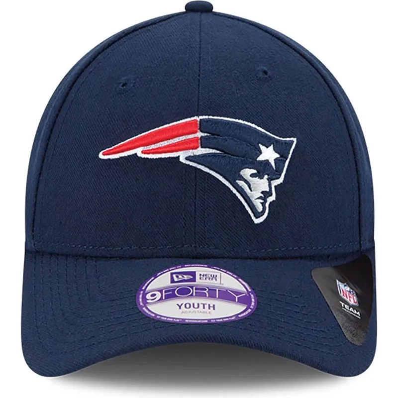 kepure-islenkta-tamsiai-melyna-reguliuojama-juostele-vaikams-9forty-the-league-new-england-patriots-nfl-new-era