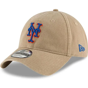 Beżowa czapka z zakrzywionym daszkiem regulowana 9TWENTY Core Classic New York Mets MLB od New Era
