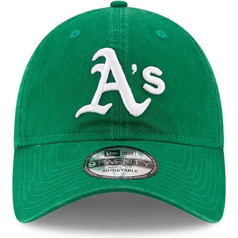 kepure-islenkta-zalia-reguliuojama-juostele-9twenty-core-classic-oakland-athletics-mlb-new-era