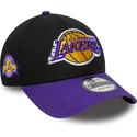 kepure-islenkta-juoda-reguliuojamas-9forty-side-patch-los-angeles-lakers-nba-new-era