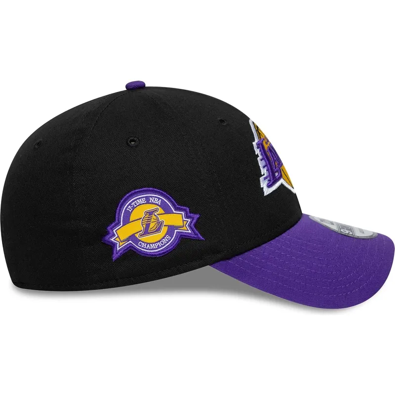 kepure-islenkta-juoda-reguliuojamas-9forty-side-patch-los-angeles-lakers-nba-new-era