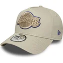 new-era-curved-brim-e-frame-tonal-outline-los-angeles-lakers-nba-beige-snapback-cap-with-beige-logo