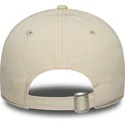 new-era-curved-brim-women-pink-logo-9twenty-contrast-stitch-new-york-yankees-mlb-beige-adjustable-cap