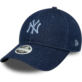 Granatowa zakrzywiona czapka regulowana damska 9TWENTY Denim New York Yankees MLB New Era