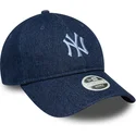 granatowa-zakrzywiona-czapka-regulowana-damska-9twenty-denim-new-york-yankees-mlb-new-era