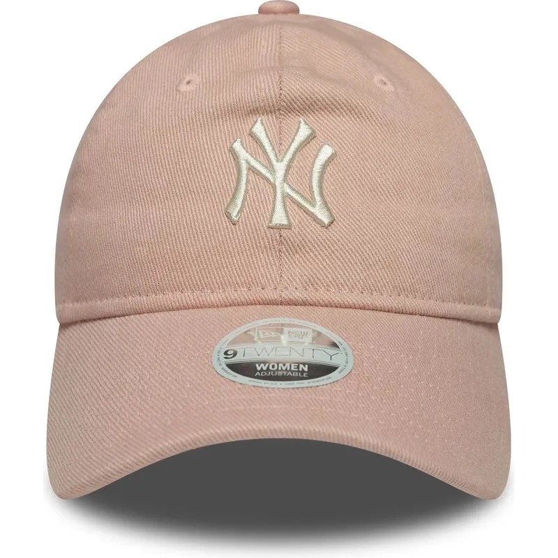 rozowa-regulowana-czapka-z-zakrzywionym-daszkiem-dla-kobiet-9twenty-dye-denim-new-york-yankees-mlb-new-era