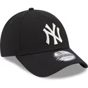 new-era-curved-brim-women-9forty-metallic-logo-new-york-yankees-mlb-black-adjustable-cap