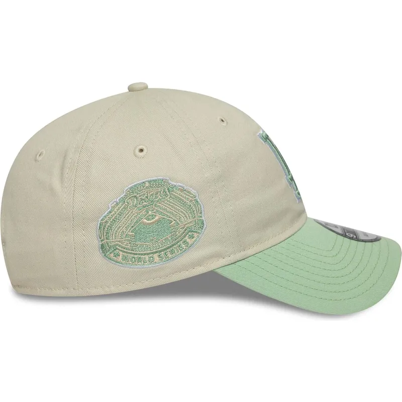bezowo-zielona-regulowana-czapka-z-daszkiem-dla-kobiet-9twenty-world-series-cooperstown-los-angeles-dodgers-mlb-new-era