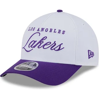 Biała i fioletowa zakrzywiona czapka snapback 9FORTY M-Crown Draft 2025 Los Angeles Lakers NBA od New Era