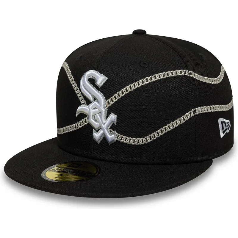 kepure-plokscia-juoda-priglundanti-59fifty-chain-wrap-chicago-white-sox-mlb-new-era