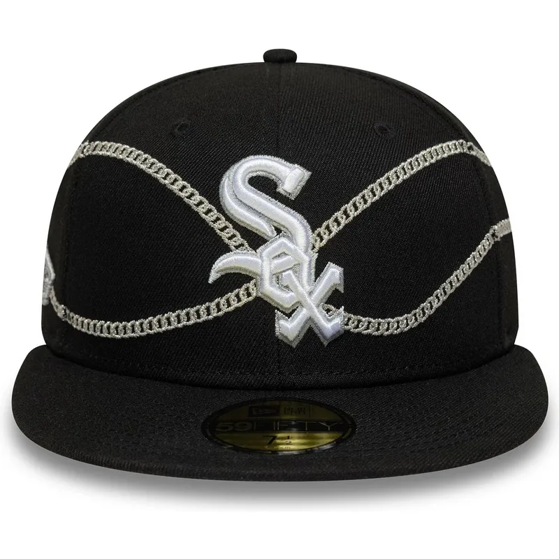 kepure-plokscia-juoda-priglundanti-59fifty-chain-wrap-chicago-white-sox-mlb-new-era