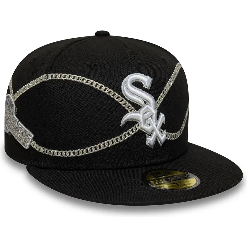 kepure-plokscia-juoda-priglundanti-59fifty-chain-wrap-chicago-white-sox-mlb-new-era