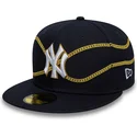 kepure-plokscia-tamsiai-melyna-priglundanti-59fifty-chain-wrap-new-york-yankees-mlb-new-era