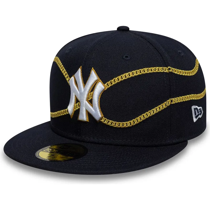 kepure-plokscia-tamsiai-melyna-priglundanti-59fifty-chain-wrap-new-york-yankees-mlb-new-era