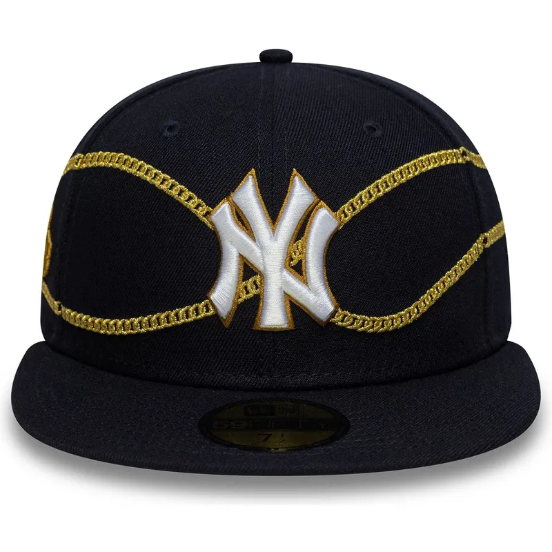 kepure-plokscia-tamsiai-melyna-priglundanti-59fifty-chain-wrap-new-york-yankees-mlb-new-era