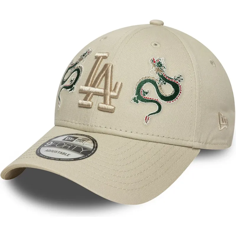 bezowa-regulowana-czapka-z-zakrzywionym-daszkiem-z-bezowym-logo-9forty-icon-dragon-los-angeles-dodgers-mlb-new-era