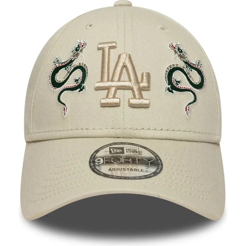 bezowa-regulowana-czapka-z-zakrzywionym-daszkiem-z-bezowym-logo-9forty-icon-dragon-los-angeles-dodgers-mlb-new-era