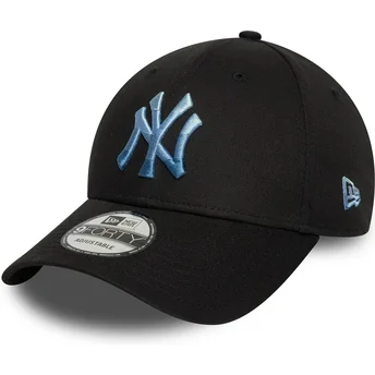 Czarna regulowana czapka z zakrzywionym daszkiem z niebieskim logo 9FORTY Ombre Infill New York Yankees MLB od New Era