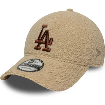 Beżowa zakrzywiona czapka z regulacją z brązowym logo 9FORTY Borg Los Angeles Dodgers MLB od New Era