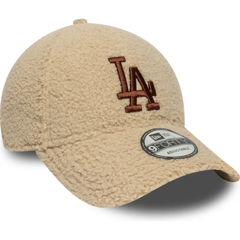 bezowa-regulowana-czapka-z-zakrzywionym-daszkiem-z-brazowym-logo-9forty-borg-los-angeles-dodgers-mlb-new-era