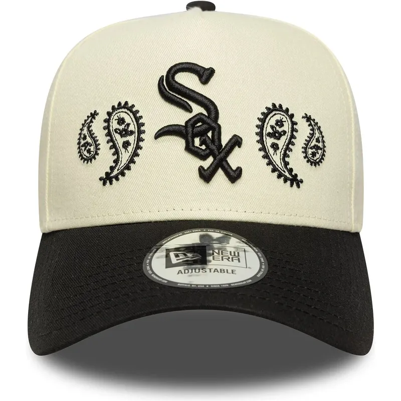 czapka-z-daszkiem-bezowo-czarna-snapback-a-frame-paisley-chicago-white-sox-mlb-new-era