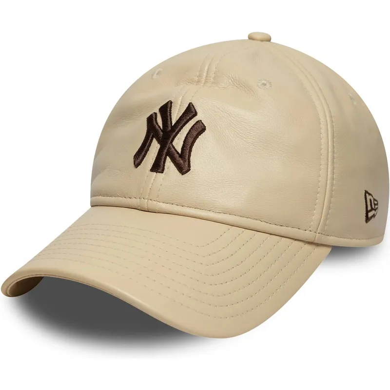 cap-islenkta-beige-adjustable-strap-marron-9twenty-leather-new-york-yankees-mlb-new-era