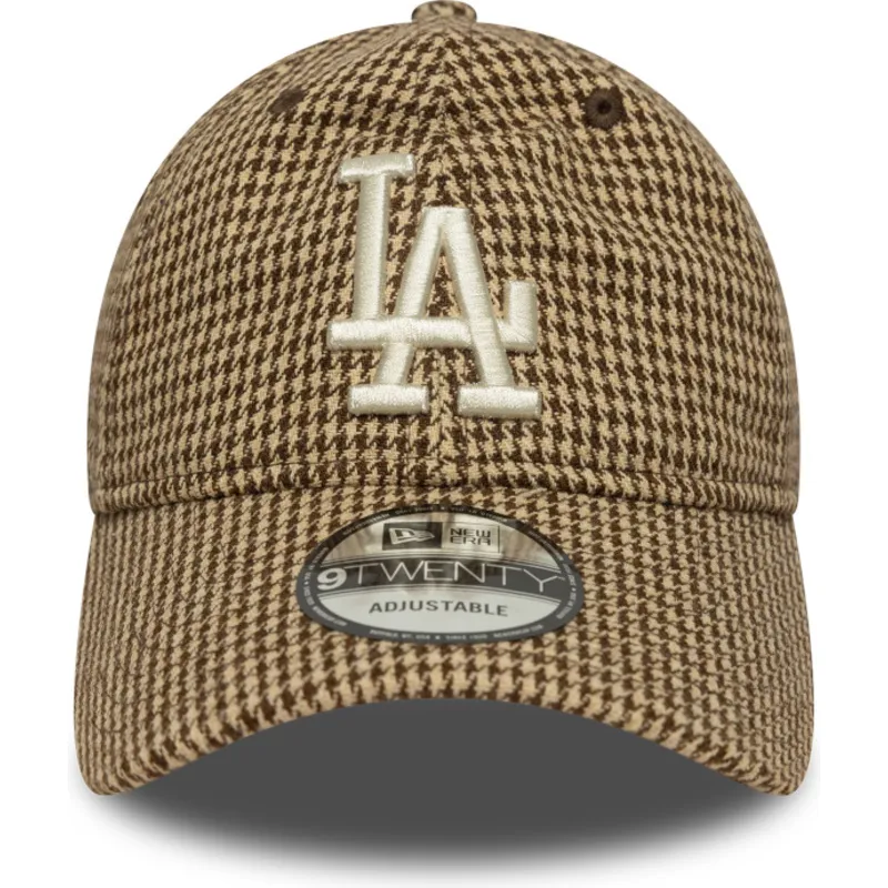 brazowa-regulowana-czapka-z-daszkiem-9twenty-houndstooth-los-angeles-dodgers-mlb-od-new-era